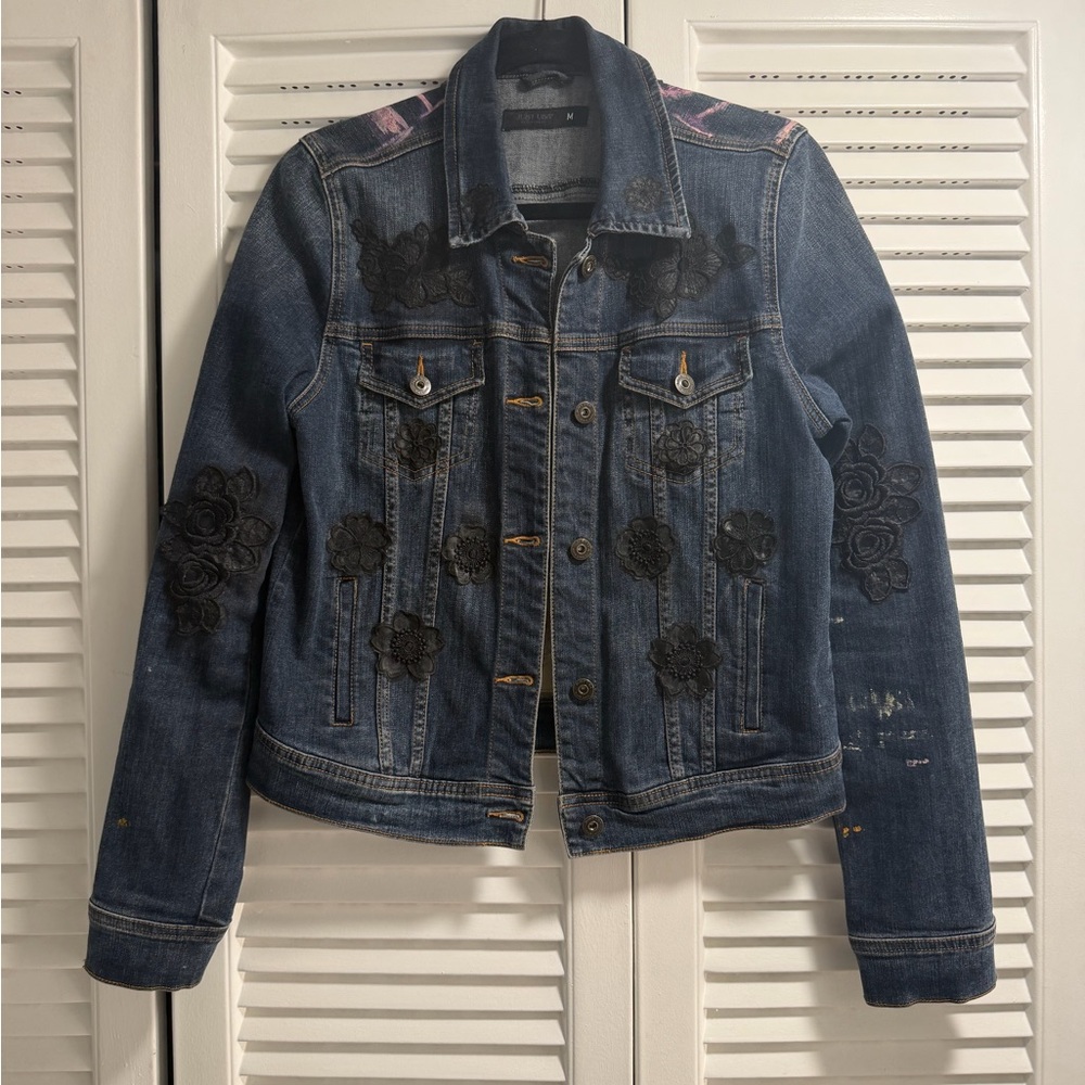 Embellished Evil Eye 🧿 Floral Butterfly Jean  Jacket